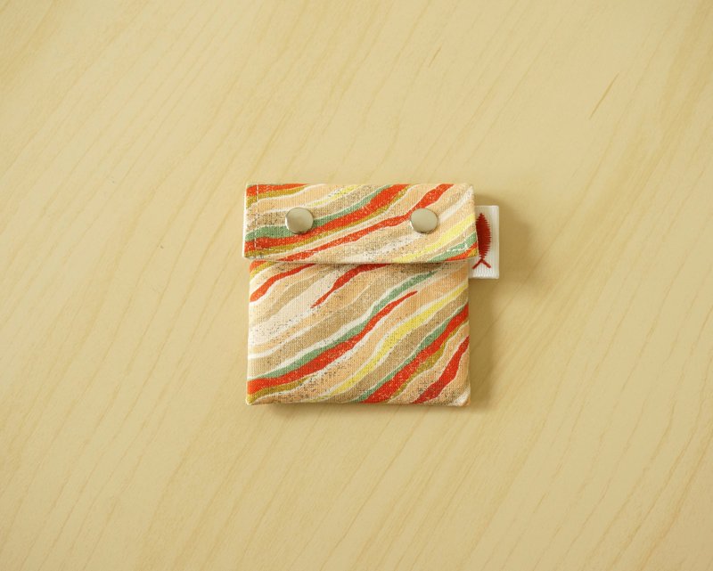 /岩-橘// 耳机包/3C线材包/零钱包 - 耳机 - 棉．麻 橘色