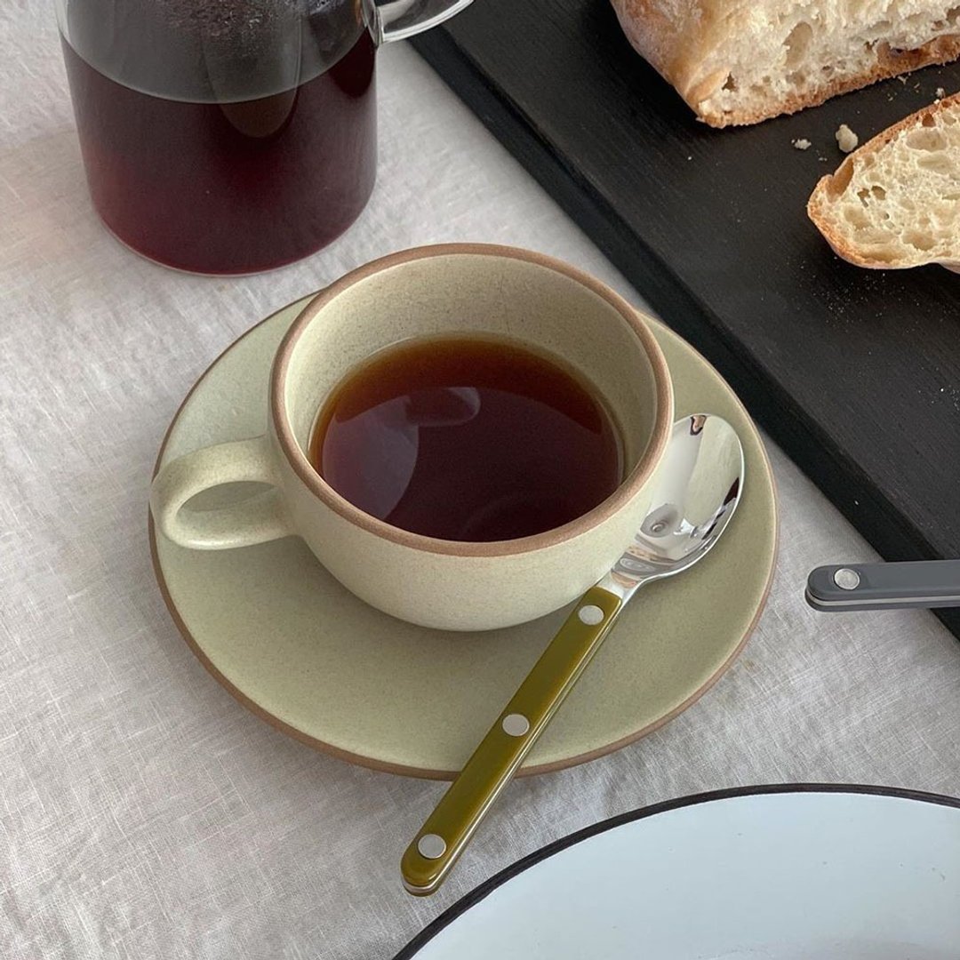 Sabre Paris-Bistrot复古酒馆-亮面不锈钢茶匙-蕨绿 - 餐刀/叉/匙组合 - 其他金属 绿色