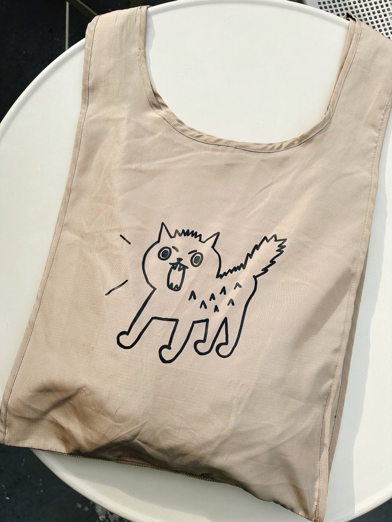 山小猫 - 咬人猫购物袋 - 男装上衣/T 恤 - 聚酯纤维 卡其色