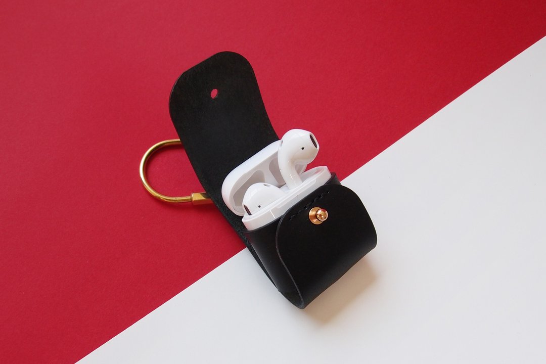 airpods / airpods2 / 皮套 / 真皮 / 皮革手作 / 高雅黑 - 钥匙链/钥匙包 - 真皮 黑色