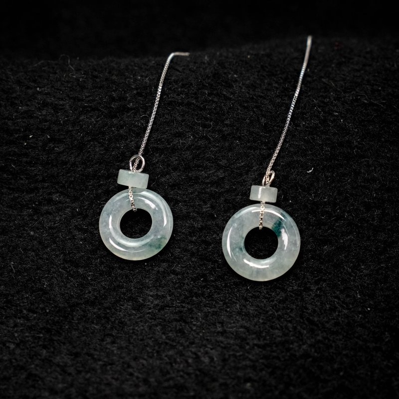 TBF - 缅甸玉 缅甸翡翠 平安扣 耳环 耳饰 翡翠耳环 - 耳环/耳夹 - 玉石 