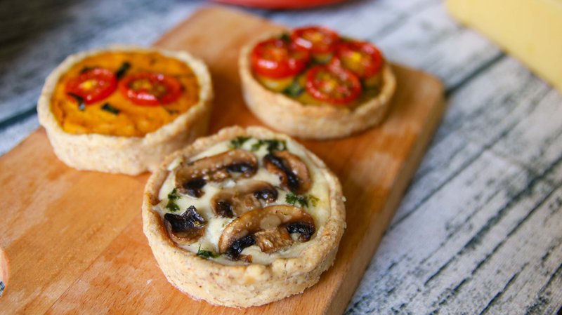 纯素姑姑菠菜咸派 Vegan  Marshroom spinach quiche - 咸派/甜派 - 新鲜食材 橘色