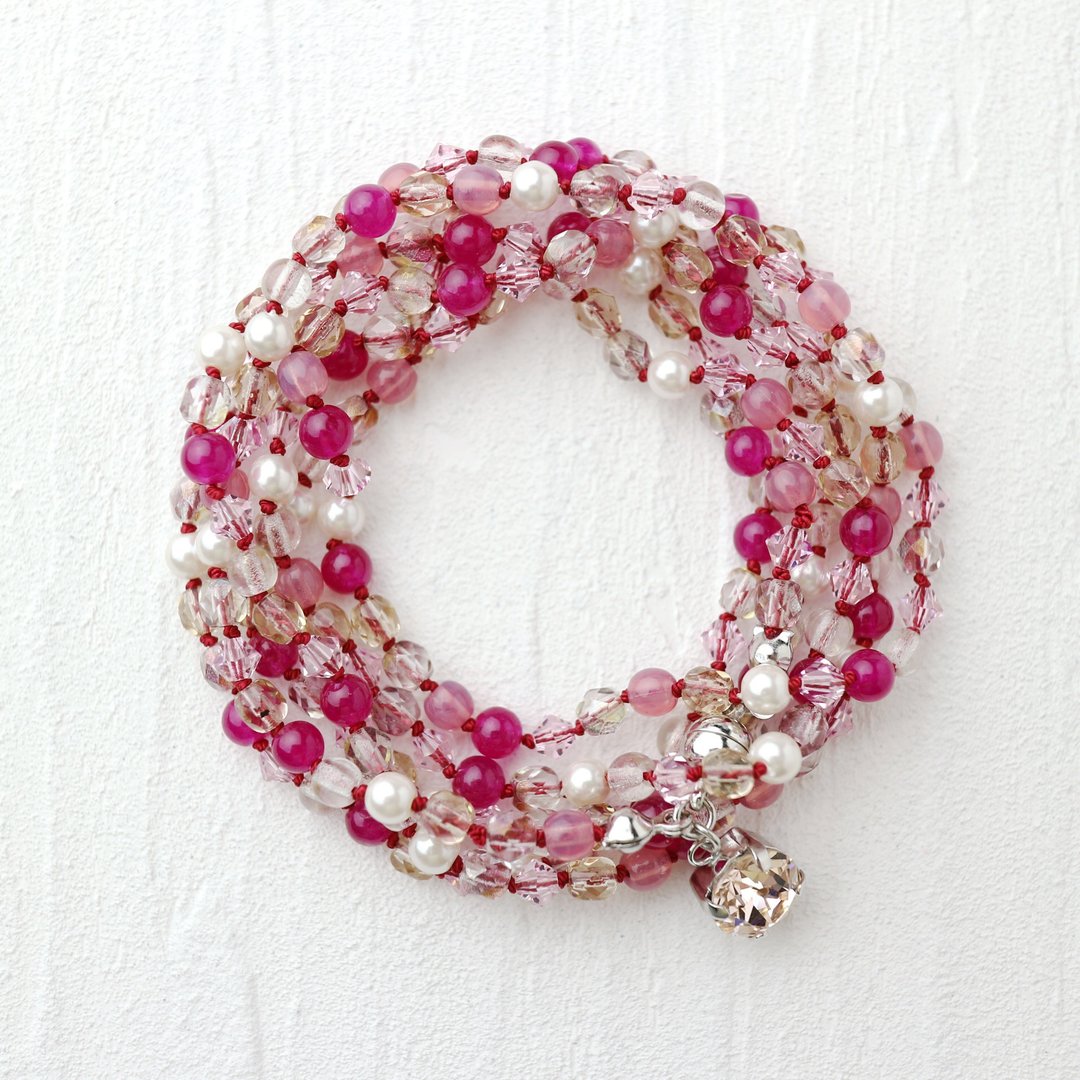 Wrap Bracelet (Pink Mix) - 手链/手环 - 玻璃 粉红色