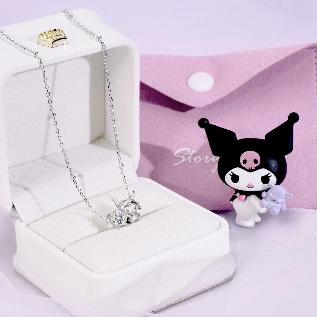 Kuromi 莫桑钻系列-酷洛米莫桑石单钻纯银项链 - 项链 - 纯银 银色