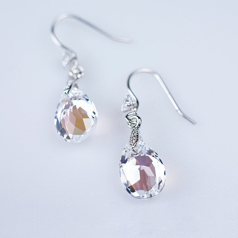 【Revive重生】(白)经典多切面水滴水晶耳环-中 女友圣诞礼物 - 耳环/耳夹 - 水晶 多色