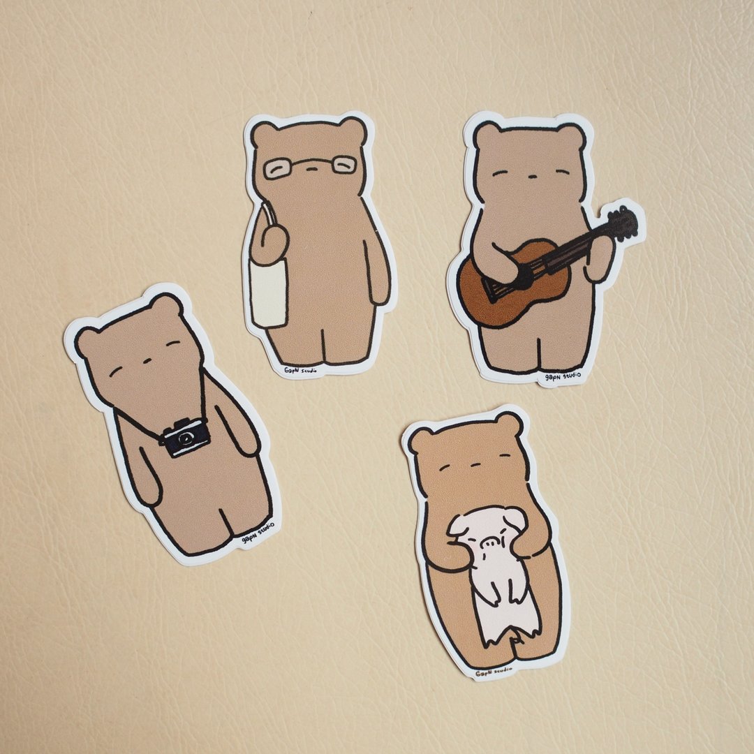 Lamud Bear Hobbies Sticker guitar - camera - reader - pig - 贴纸 - 防水材质 