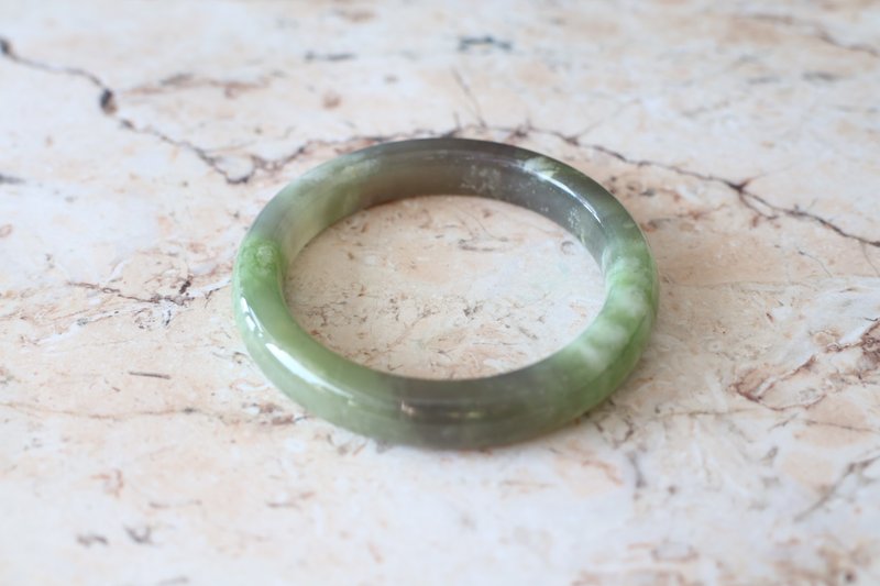 Journal-袅袅 天然和田玉(青海料)稀有翠青x烟紫山烟意境平安手镯 - 手链/手环 - 宝石 