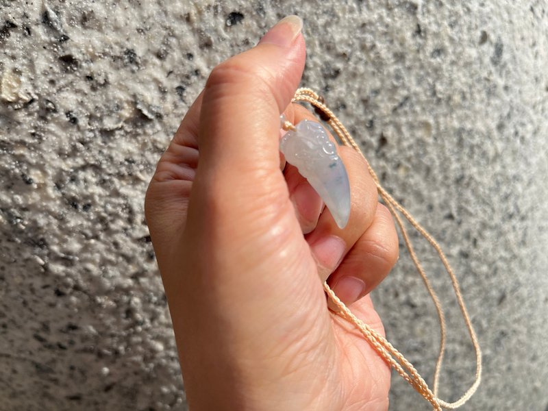 Angel's tears翠色-缅甸玉 冰种紫罗兰翡翠龙牙 编织简约项绳 - 手链/手环 - 玉石 绿色