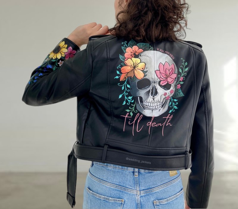 婚礼皮革外套，婚礼新娘外套，新娘外套，新娘皮革外套 - 女装休闲/机能外套 - 人造皮革 黑色