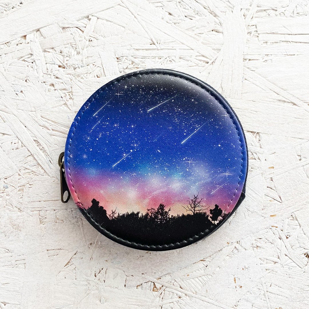 Coin Case Sunset Meteor / Coin purse / Wallet / accessory case / starry sky - 零钱包 - 人造皮革 蓝色