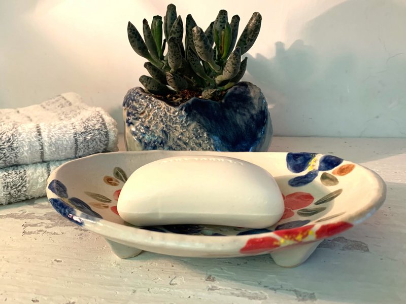 恋恋山茶花皂碟(售完再制款)_陶饰肥皂碟 - 卫浴用品 - 陶 白色