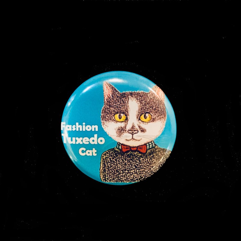 手绘插画小胸章小徽章别针 | 时尚猫狗~奔驰猫 - 徽章/别针 - 其他金属 