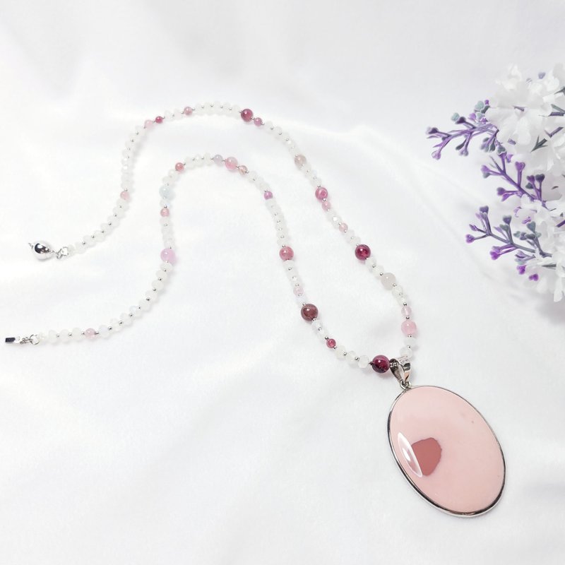 稀有粉红蛋白石 澳宝 欧泊 普普风 蓝月光 粉碧玺 项链 单品 礼物 - 项链 - 宝石 粉红色