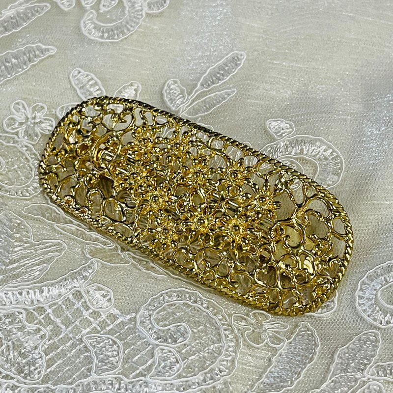 日本中古通花发夹 - 发饰 - 铜/黄铜 金色