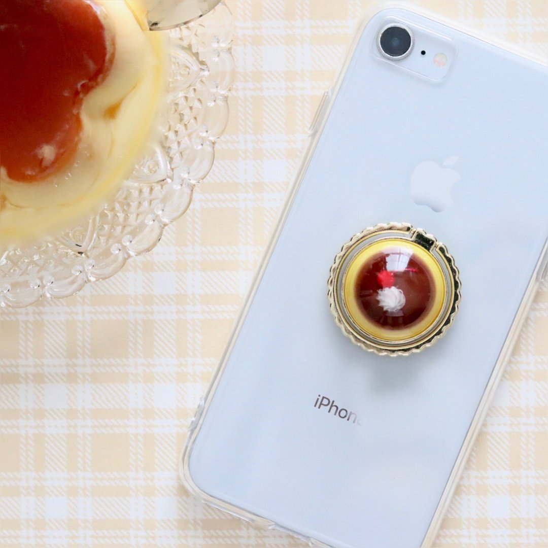 Retro custard pudding smartphone ring - 手机配件 - 树脂 黄色