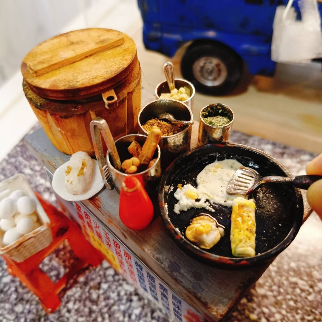 饭团 台式 早餐 肉羹 摊车 夜市 点心 小吃 台式 袖珍 手作 食玩 - 摆饰 - 粘土 