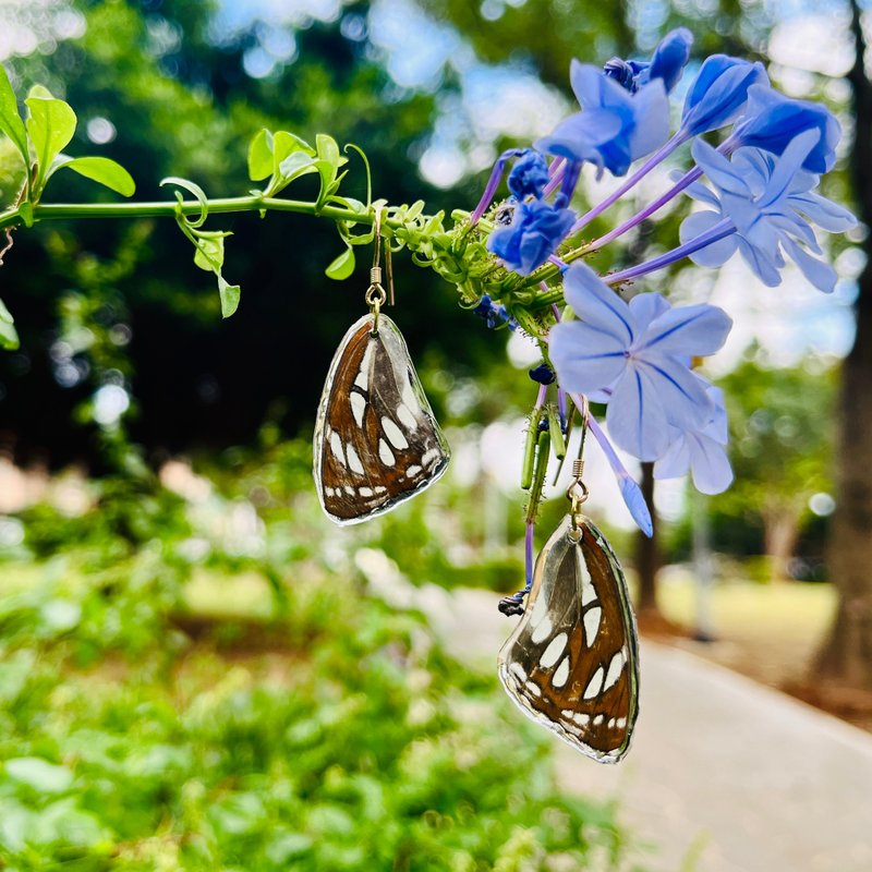 信使(蝴蝶翅膀耳环) - 耳环/耳夹 - 其他材质 咖啡色