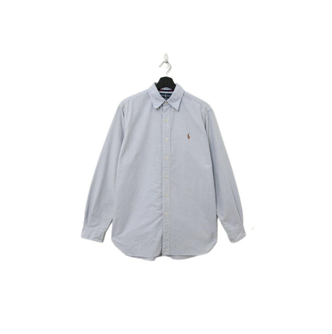 Back to Green-品牌衬衫 Polo天蓝色直线条 LP-19//vintage shirt - 男装衬衫 - 棉 