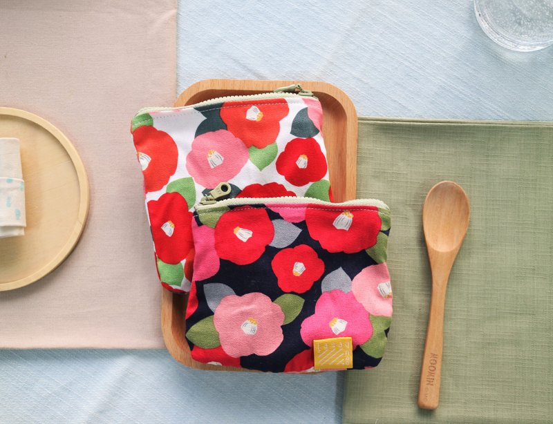 茶花 l 限量 l 小餐包 零钱包 - 零钱包 - 棉．麻 多色