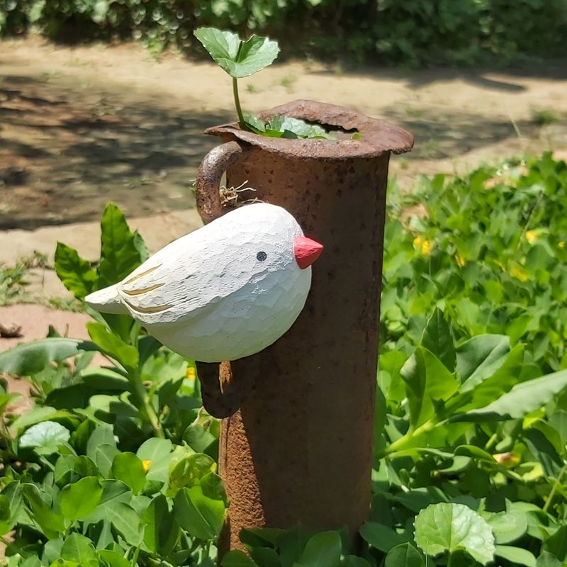 珍珠鸟 木雕(无现货/需订购) - 玩偶/公仔 - 木头 白色