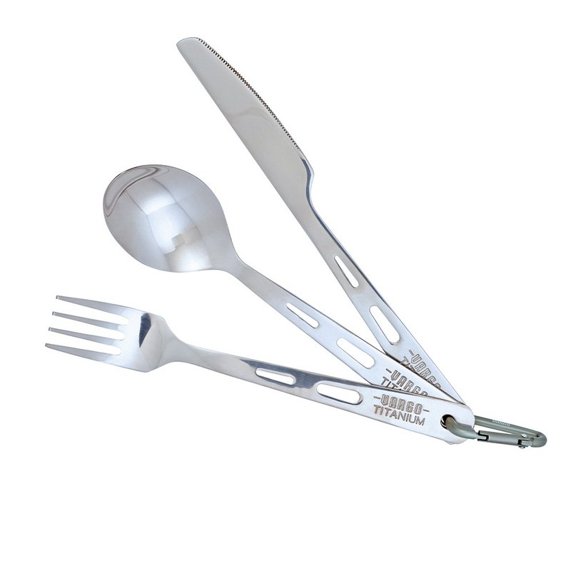 【美国 Vargo】Titanium Set 纯钛餐具汤叉刀三件组 钛金色 #T202 - 餐刀/叉/匙组合 - 其他材质 