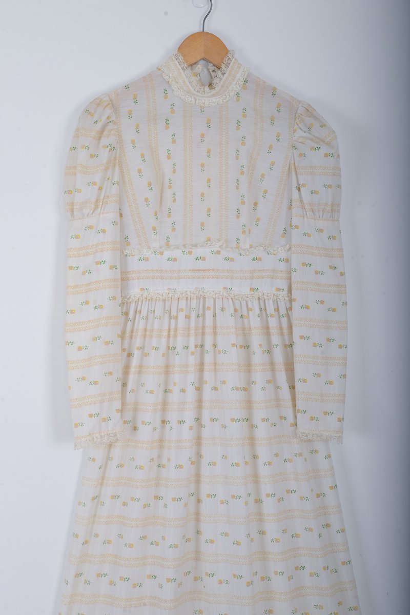 Vicky vaughn郁金香花柄植绒 泡芙长袖棉布长裙 from US - 洋装/连衣裙 - 棉．麻 