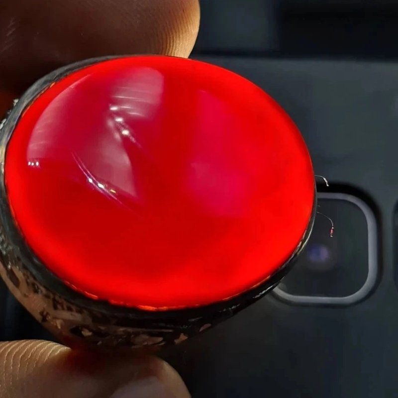 也门 Aqeeq 戒指 Shefat Al Abad 深红血色 也门 Aqeeq 适合大手的也门宝石 - 戒指 - 宝石 红色