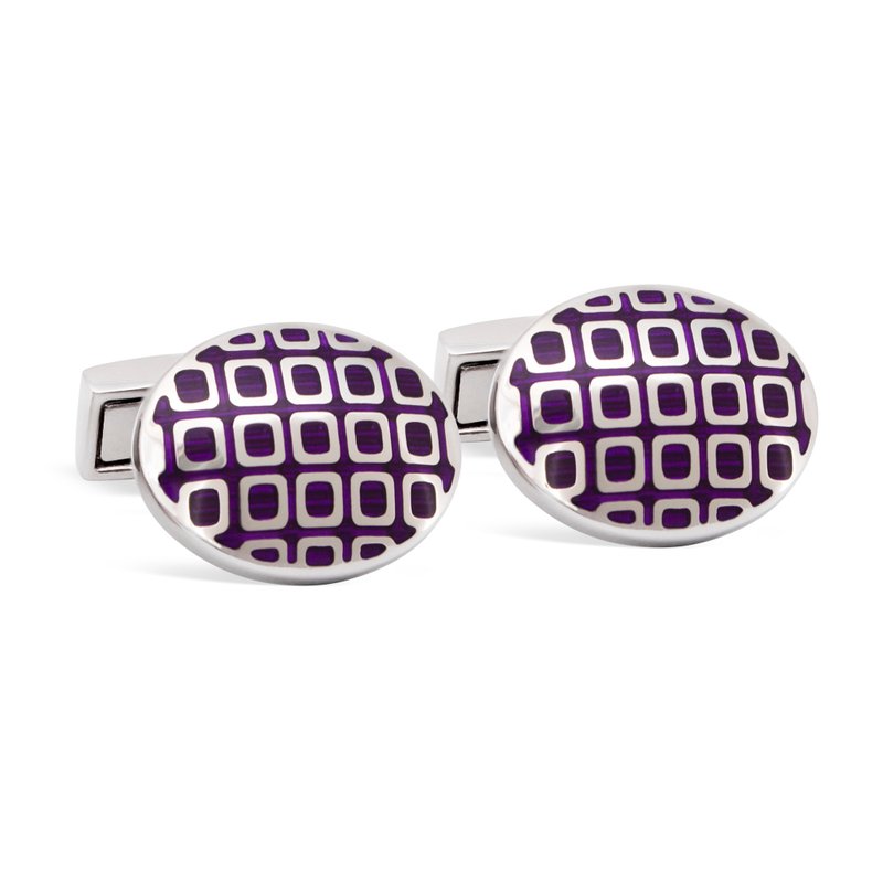 Oval Cufflinks with Square patterns - 袖扣 - 其他材质 粉红色