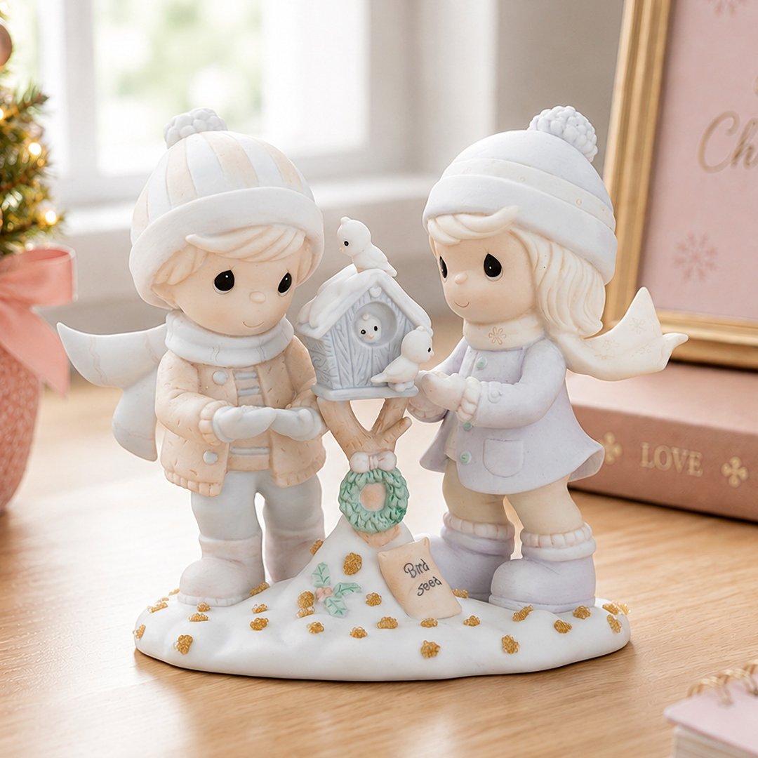 Precious Moments 冬日暖心时光 鸟儿的家 水滴娃娃瓷偶圣诞节礼 - 玩偶/公仔 - 瓷 