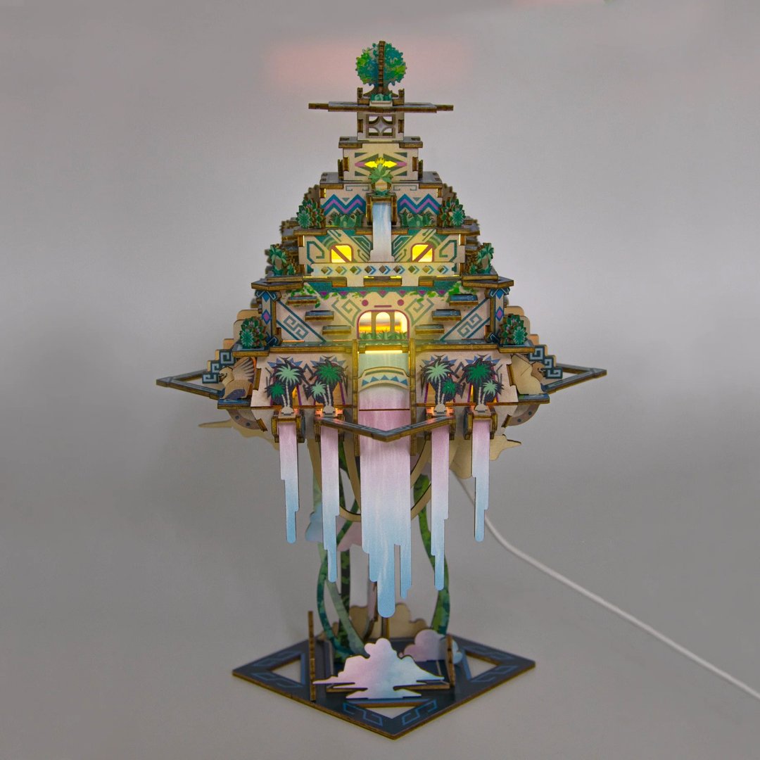 Jigzle 3D立体拼图 世界神话系列-巴比伦空中花园 | 小夜灯 - 拼图 - 木头 多色