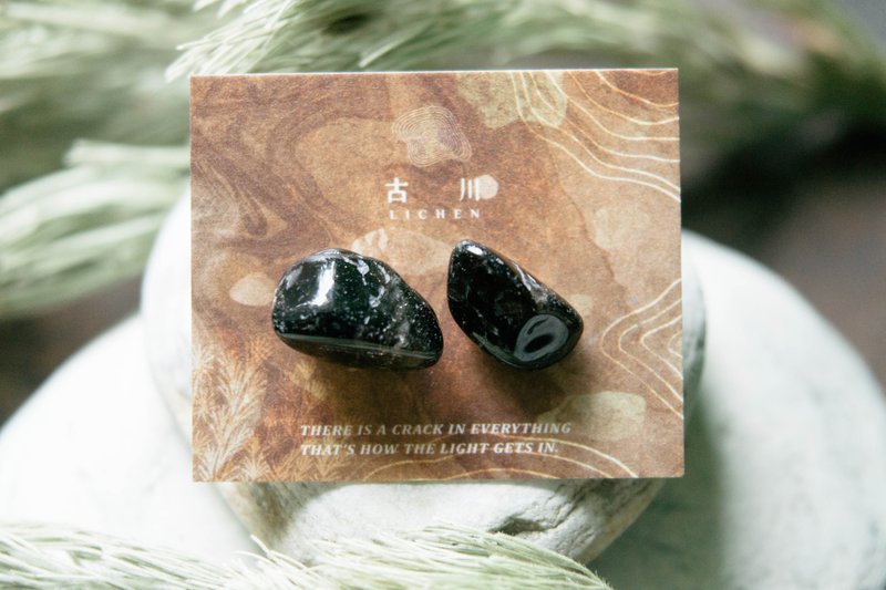 CRACK | 矿物系耳环 |  EARRINGS - 耳环/耳夹 - 玉石 黑色