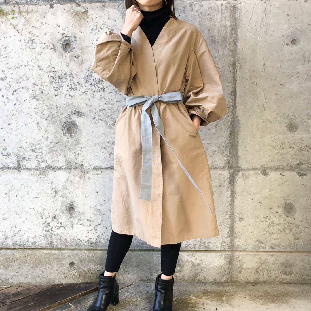 Big balloon sleeve coat - 女装休闲/机能外套 - 棉 卡其色