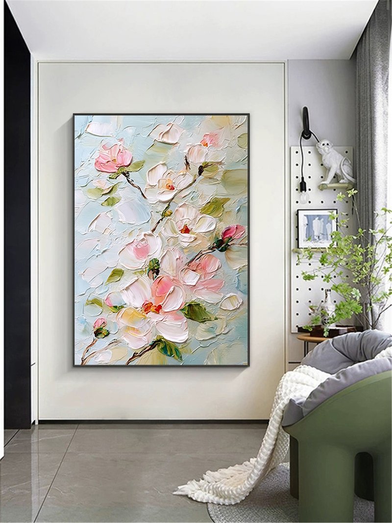 樱花 手绘油画/抽象/原创商品/装饰画/挂画/客厅/走廊/玄关挂画 - 海报/装饰画/版画 - 亚麻 多色