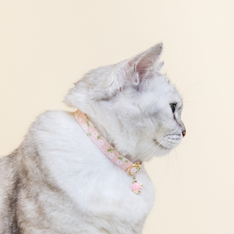 宠物舒适安全项圈 安全扣项圈(猫项圈/狗项圈)--北欧杏桃 - 项圈/牵绳 - 棉．麻 粉红色
