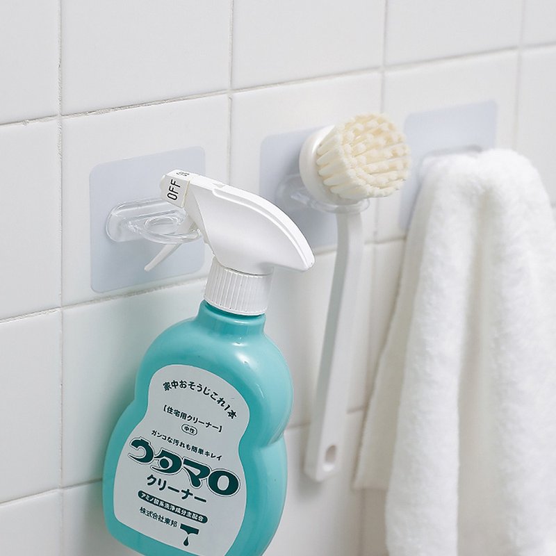 日本霜山 挂环式免钻钉防水强力无痕万用挂钩贴-9入 - 衣架/挂勾 - 塑料 透明