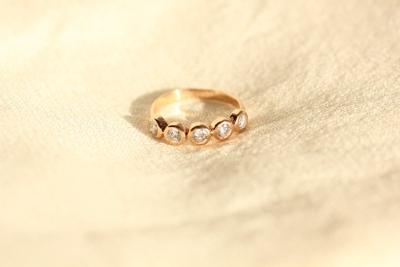 优质5颗钻石戒指 按订单生产 - 戒指 - 钻石 金色