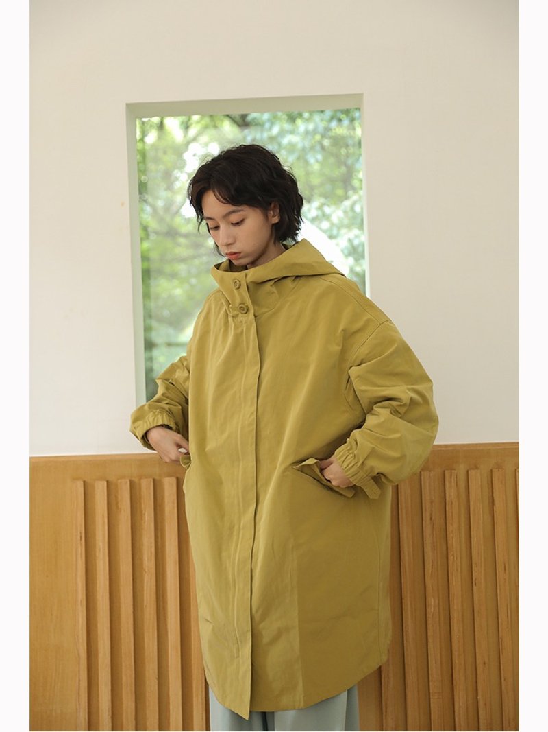odd maker 原创秋季有型古着宽松中长款酷范男女日系连帽风衣外套 - 女装西装外套/风衣 - 棉．麻 