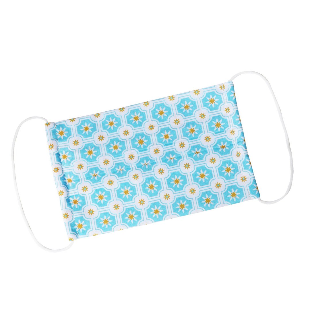 [Inblooom Karaku] adult cloth mask retro tile blue green << pre-sale until 5/31 >> - 口罩 - 棉 蓝色
