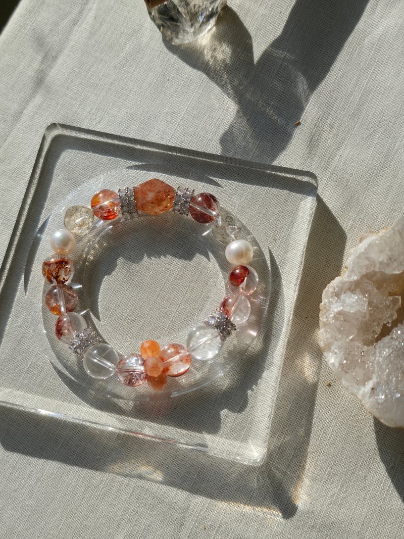 红胶花随形红兔毛水晶手链 - 手链/手环 - 水晶 红色