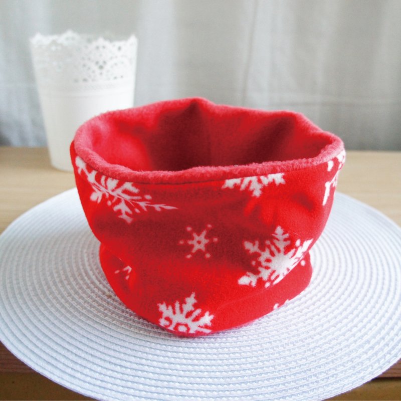 Lovely白雪花双面刷毛脖围围巾双面可用、儿童使用、冬季商品 - 围巾/披肩 - 聚酯纤维 红色
