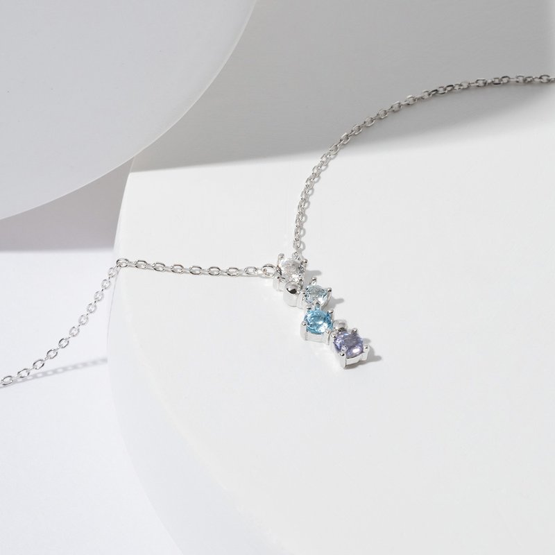 缪思MUSE | 白水晶 堇青石 托帕石 S925纯银 | 缤纷多钻项链 - 项链 - 水晶 蓝色