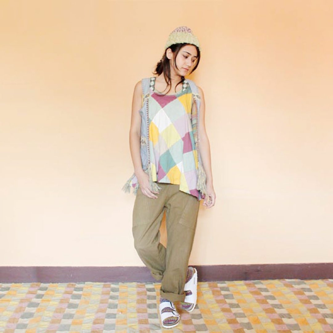 Irodori Sleeveless Tunic - 女装 T 恤 - 棉 粉红色