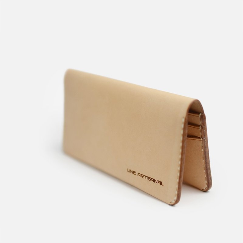 匠线LINE ARTISANAL植鞣牛皮 手缝真皮男女手拿钱包 手工长款皮夹 - 皮夹/钱包 - 真皮 卡其色