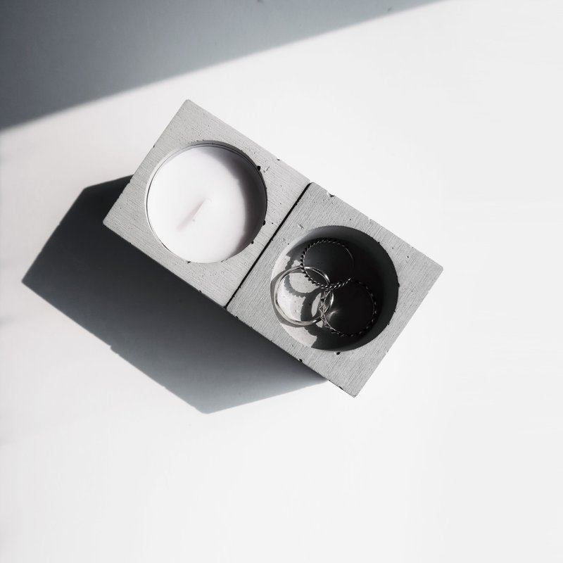 MINI CUBE 小方砖│水泥香氛蜡烛・戒台・饰品收纳・空气凤梨座 - 收纳用品 - 水泥 灰色