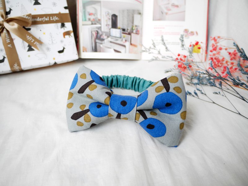 宝宝发带 婴儿发带│立体蝴蝶结:::苹果树(蓝) - 婴儿帽/发带 - 棉．麻 蓝色