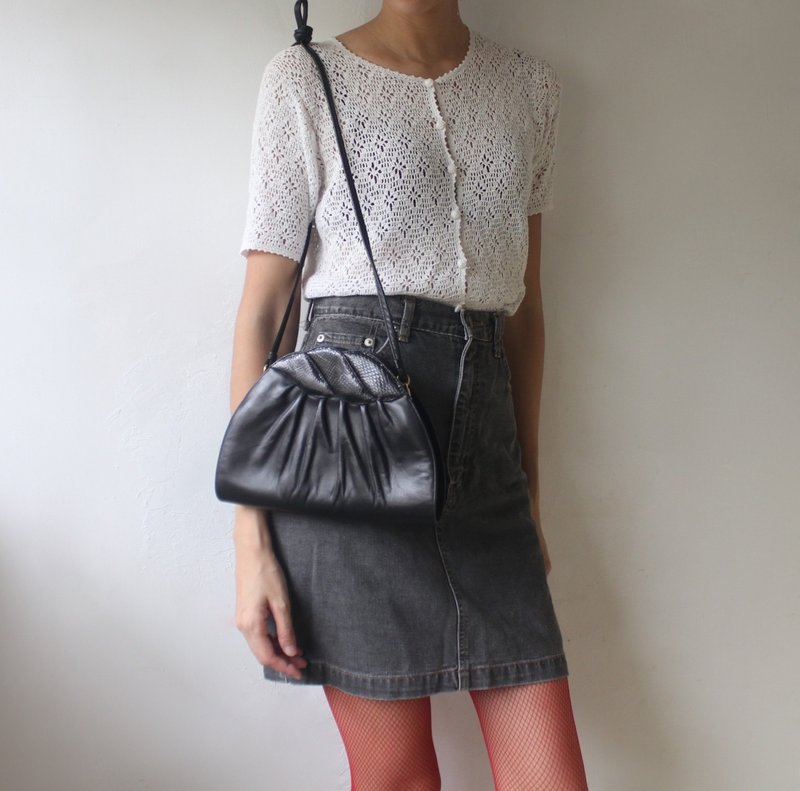 FOAK古着 Bally羊皮x蛇皮贝壳古董包 - 侧背包/斜挎包 - 真皮 