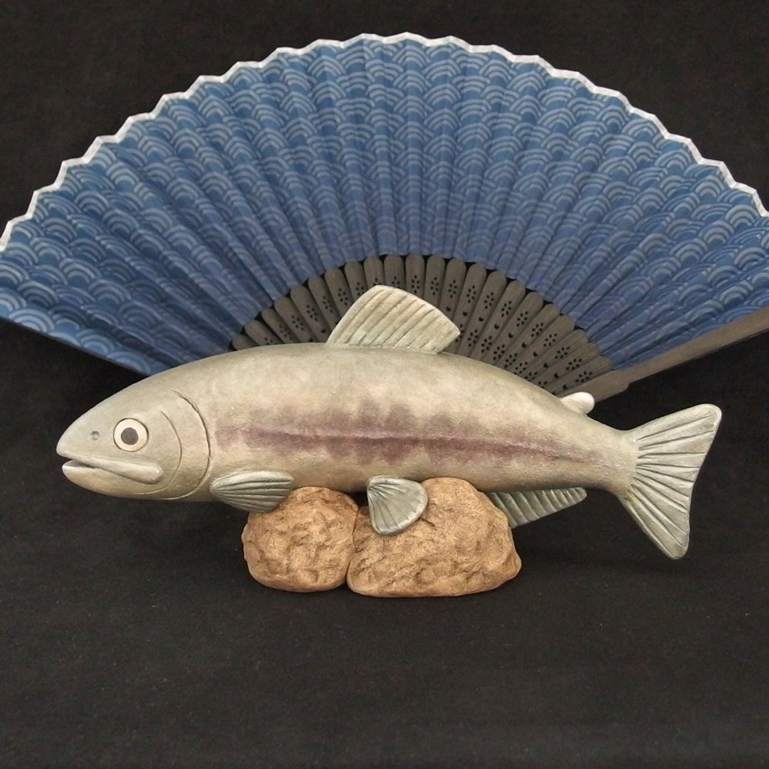 Ceramic Female Chum Salmon (Length:9.0in), Hand-built Ceramic Art - 摆饰 - 陶 