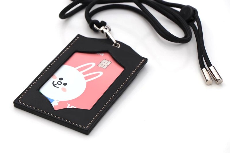 【生日礼物】极黑识别证件套 l 双面放置卡片 I 手工缝制 - 证件套/卡套 - 真皮 