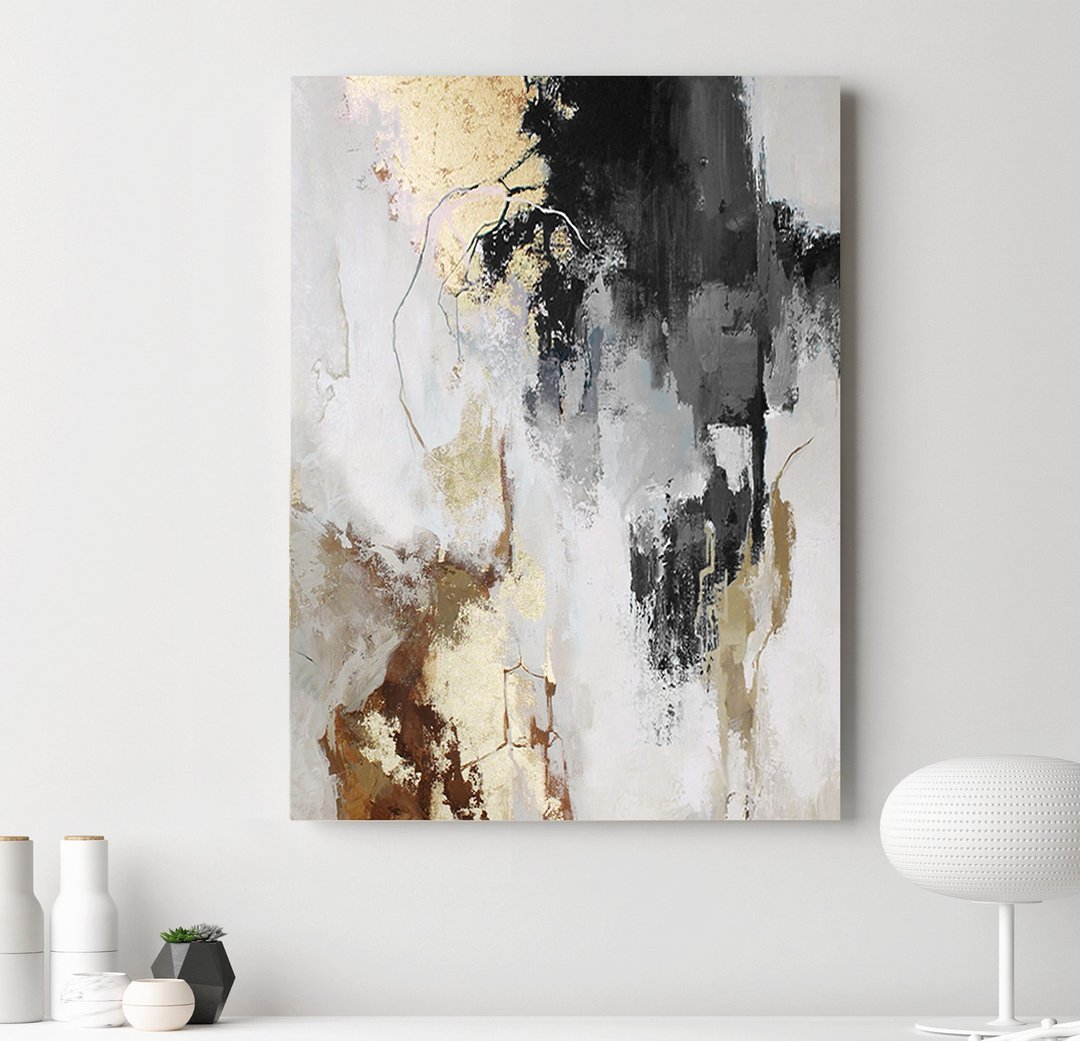 灰色画作|灰色和金色画作|灰色艺术品 |灰色通量 3 - 墙贴/壁贴 - 棉 灰色