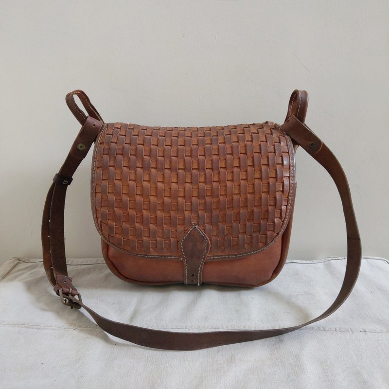 皮革包_B079 - 侧背包/斜挎包 - 真皮 咖啡色